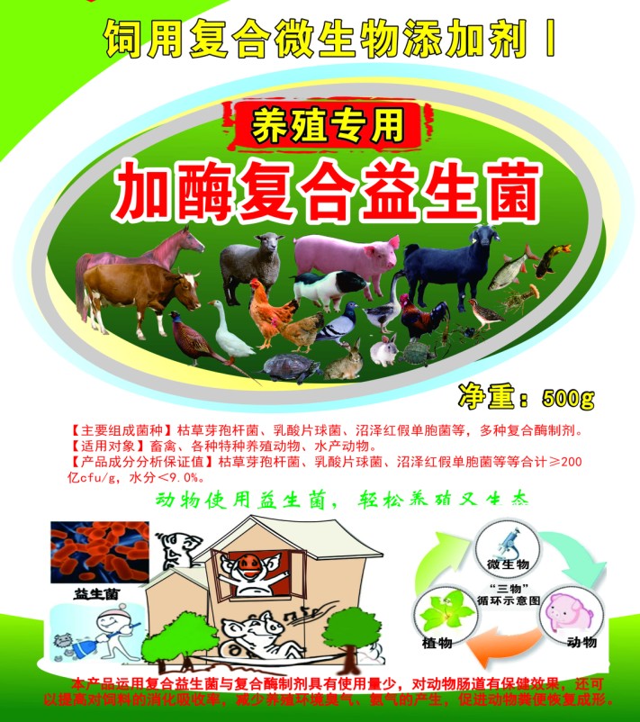 養(yǎng)殖專用加酶復(fù)合益生菌，養(yǎng)豬復(fù)合益生菌，養(yǎng)雞復(fù)合益生菌，鴨鵝養(yǎng)殖復(fù)合益生菌，牛羊養(yǎng)殖復(fù)合益生菌，特種動物養(yǎng)殖復(fù)合益生菌，水產(chǎn)養(yǎng)殖復(fù)合益生菌