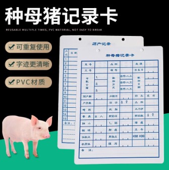 種母豬PVC記錄卡母豬生產(chǎn)配種記錄表雙面加厚防生產(chǎn)水產(chǎn)仔記錄卡